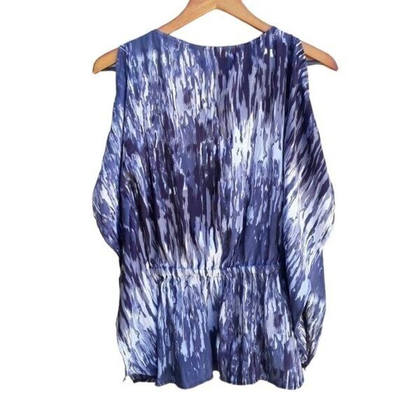 Express Top Womens XS Ombre Paint Splatter Striped Batwing Cape Cutout Shoulders - Picture 5 of 14